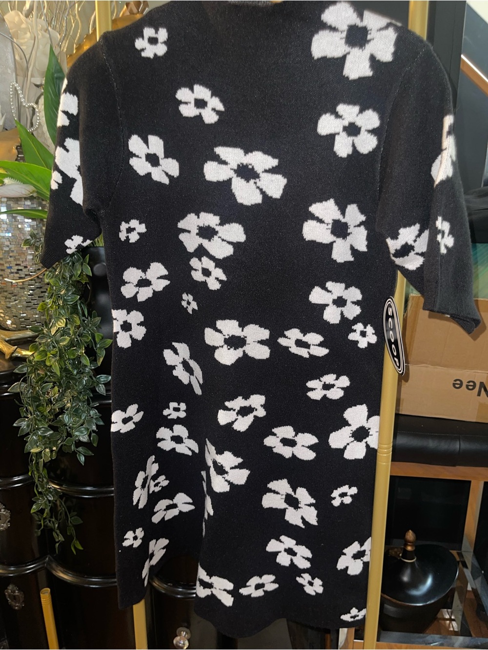 Scoop  black  with white sweater dress. NWT